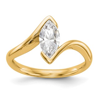 14k Yellow Gold Marquise Bezel Solitaire Engagement Ring Mounting