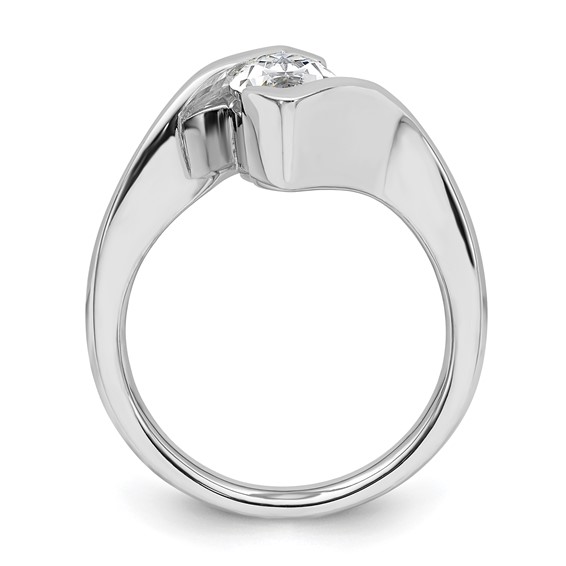 14k White Gold (Holds 2 carat (12.6x6.3mm) Marquise) Half-Bezel Bypass Solitaire Engagement Ring Mounting