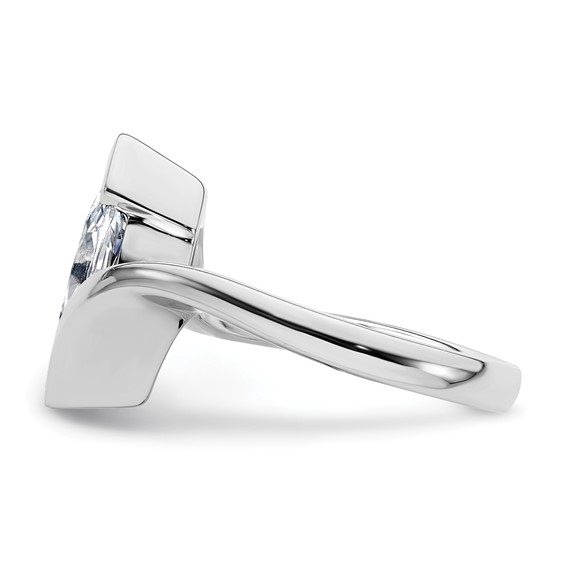 14k White Gold (Holds 2 carat (12.6x6.3mm) Marquise) Half-Bezel Bypass Solitaire Engagement Ring Mounting