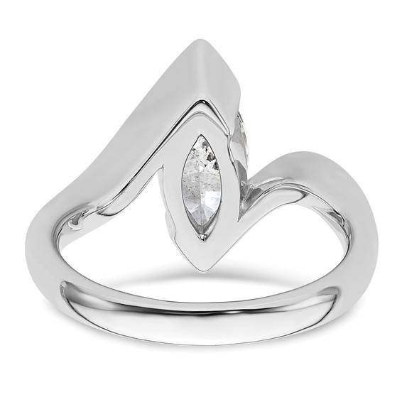 14k White Gold (Holds 2 carat (12.6x6.3mm) Marquise) Half-Bezel Bypass Solitaire Engagement Ring Mounting