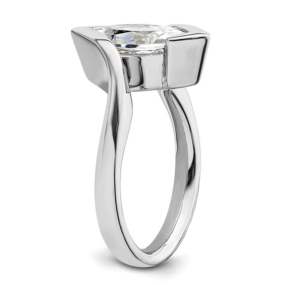 14k White Gold (Holds 2 carat (12.6x6.3mm) Marquise) Half-Bezel Bypass Solitaire Engagement Ring Mounting