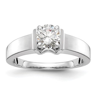 14k White Gold Peg Set 5.00mm Wide Solitaire Engagement Ring Mounting