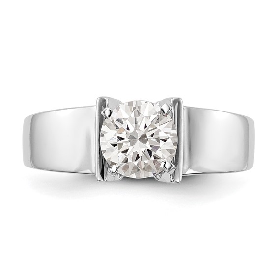 14k White Gold Peg Set 7.2mm Wide Solitaire Engagement Ring Mounting