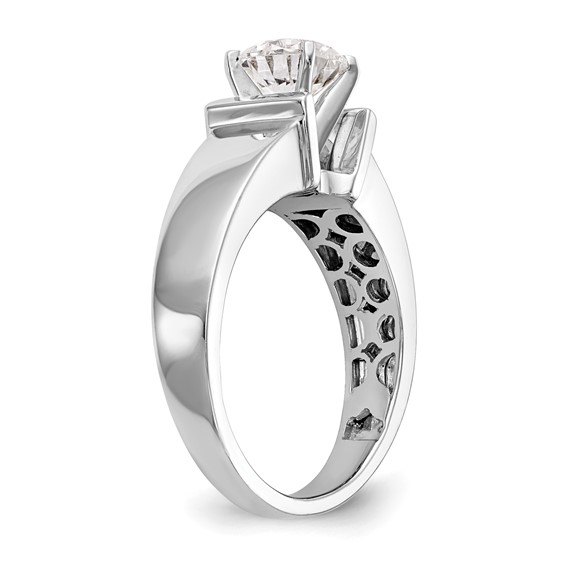 14k White Gold Peg Set 7.2mm Wide Solitaire Engagement Ring Mounting