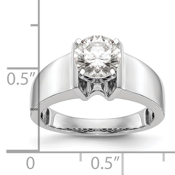 14k White Gold Peg Set 7.2mm Wide Solitaire Engagement Ring Mounting