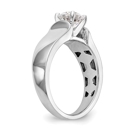 14k White Gold Peg Set 6.5mm Wide Solitaire Engagement Ring Mounting