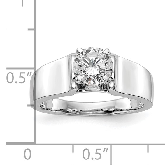 14k White Gold Peg Set 6.5mm Wide Solitaire Engagement Ring Mounting