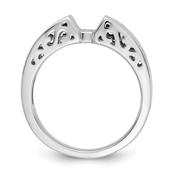 14k White Gold Peg Set Filigree Solitaire Engagement Ring Mounting