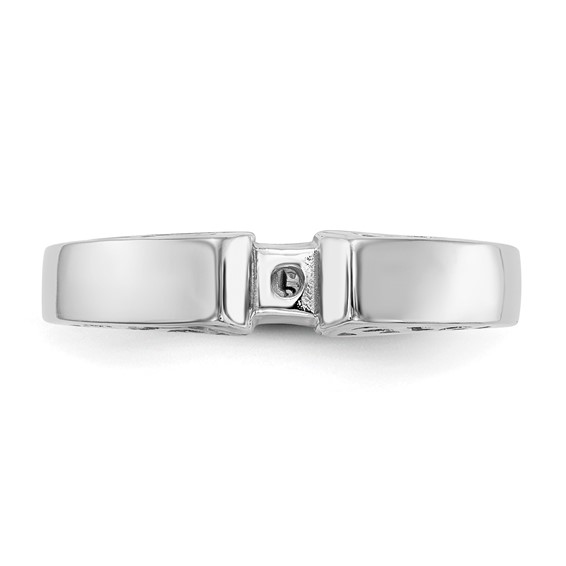 14k White Gold Peg Set Filigree Solitaire Engagement Ring Mounting