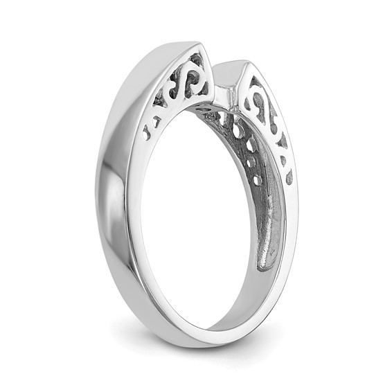 14k White Gold Peg Set Filigree Solitaire Engagement Ring Mounting