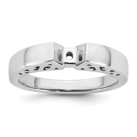 14k White Gold Peg Set Filigree Solitaire Engagement Ring Mounting