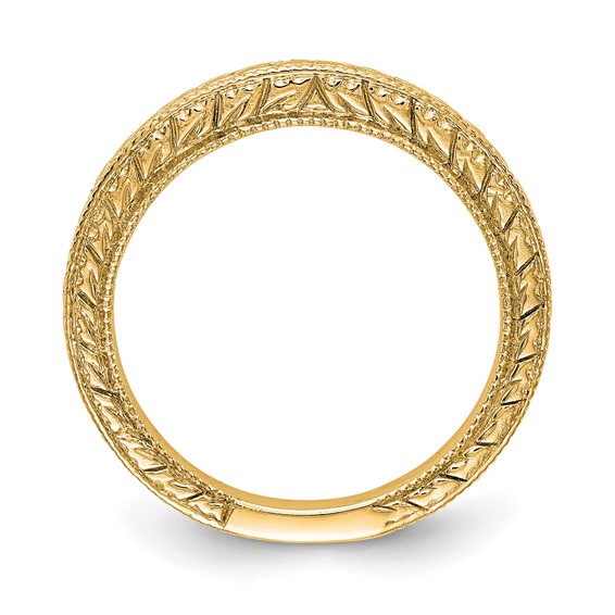 14K Yellow Gold Etched Wedding Band
