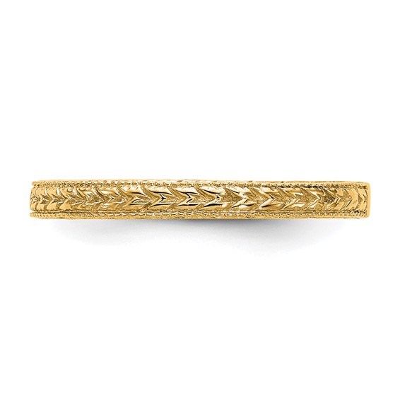14K Yellow Gold Etched Wedding Band