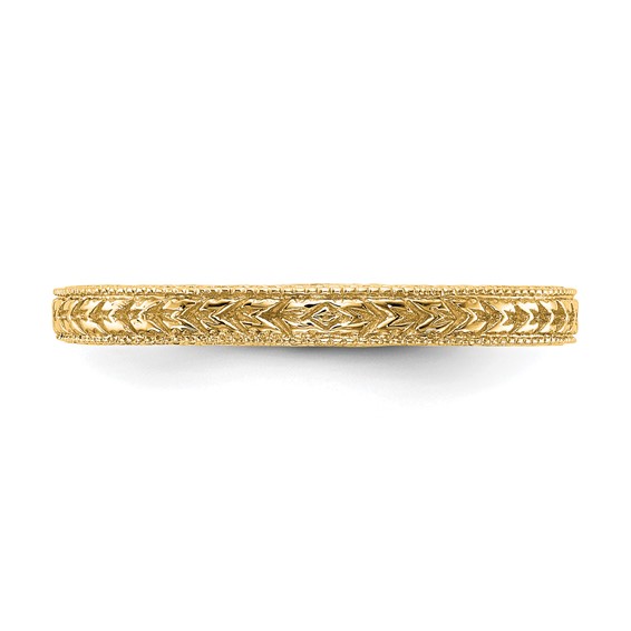 14K Yellow Gold Etched Wedding Band