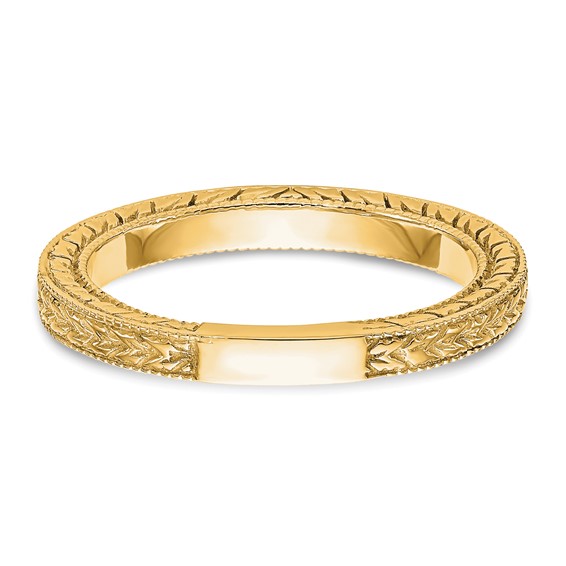 14K Yellow Gold Etched Wedding Band