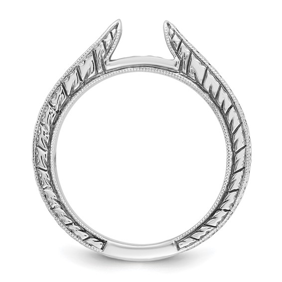 14k White Gold Etched Peg Set Solitaire Engagement Ring Mounting
