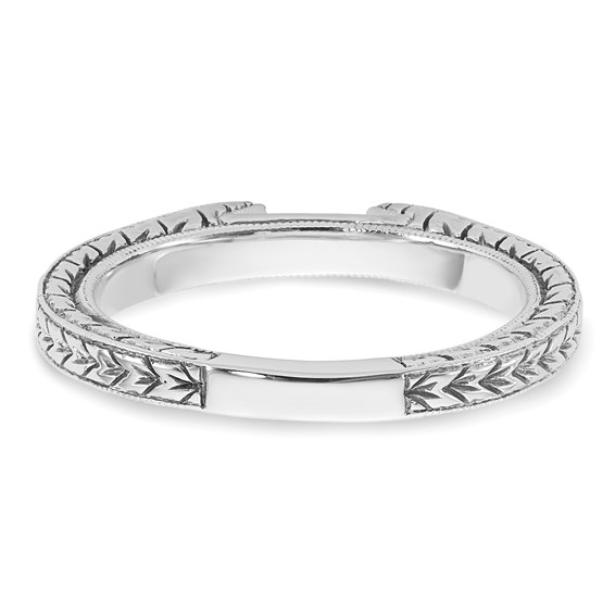 14k White Gold Etched Peg Set Solitaire Engagement Ring Mounting