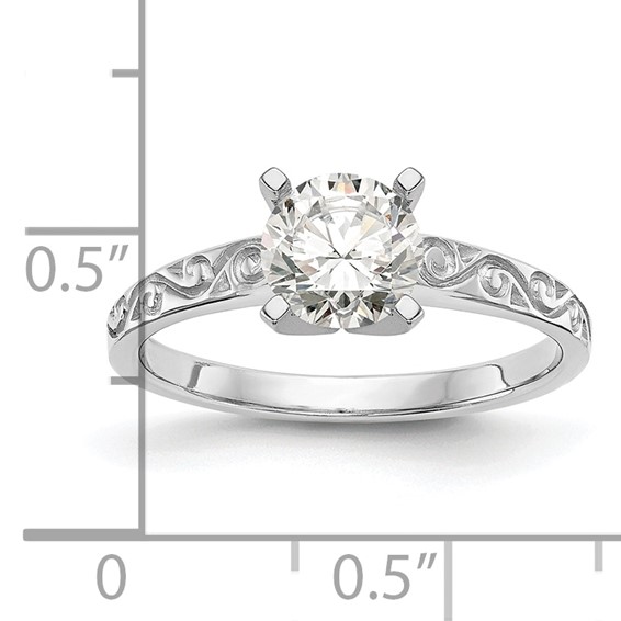 14k White Gold Peg Set Vintage Solitaire Engagement Ring Mounting