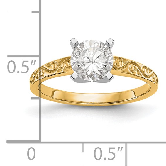 14k Yellow Gold Peg Set Solitaire Engagement Ring Mounting