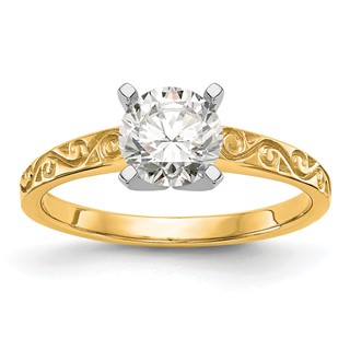 14k Yellow Gold Peg Set Solitaire Engagement Ring Mounting