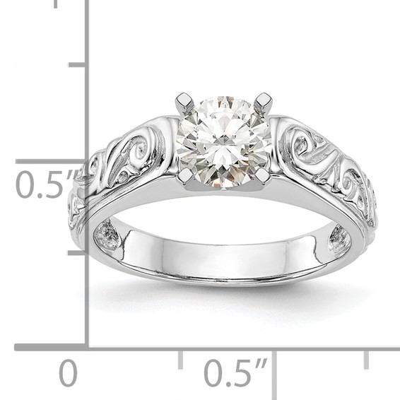 14k White Gold Peg Set Vintage Solitaire Engagement Ring Mounting