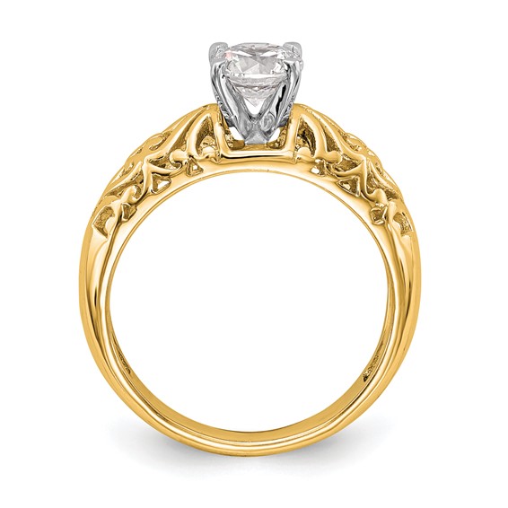 14k Yellow Gold Peg Set Solitaire Engagement Ring Mounting