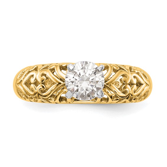 14k Yellow Gold Peg Set Solitaire Engagement Ring Mounting