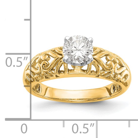 14k Yellow Gold Peg Set Solitaire Engagement Ring Mounting