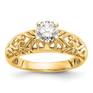 14k Yellow Gold Peg Set Solitaire Engagement Ring Mounting