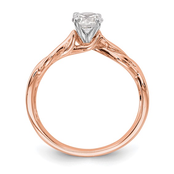 14k Rose Gold Peg Set Twist Solitaire Engagement Ring Mounting