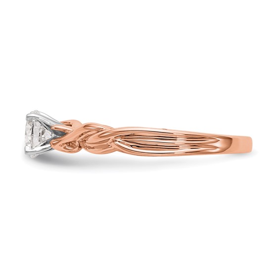 14k Rose Gold Peg Set Twist Solitaire Engagement Ring Mounting