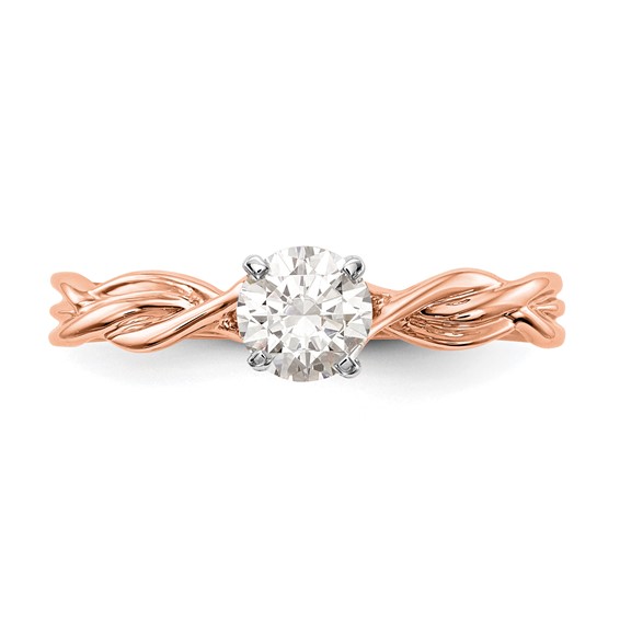 14k Rose Gold Peg Set Twist Solitaire Engagement Ring Mounting