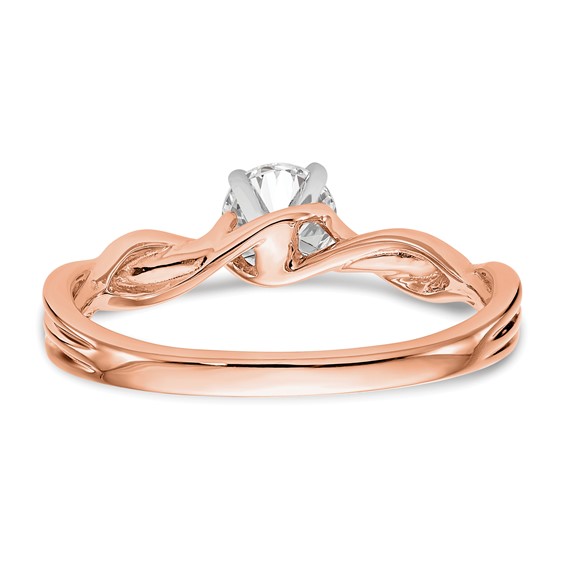 14k Rose Gold Peg Set Twist Solitaire Engagement Ring Mounting