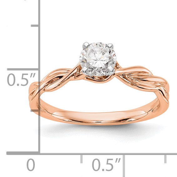 14k Rose Gold Peg Set Twist Solitaire Engagement Ring Mounting