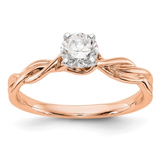 14k Rose Gold Peg Set Twist Solitaire Engagement Ring Mounting