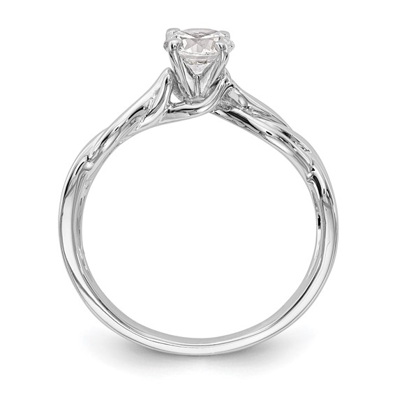 14k White Gold Peg Set Twist Solitaire Engagement Ring Mounting