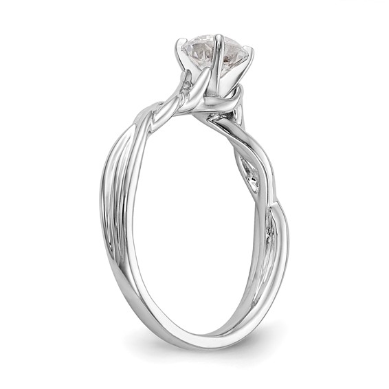 14k White Gold Peg Set Twist Solitaire Engagement Ring Mounting