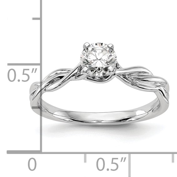 14k White Gold Peg Set Twist Solitaire Engagement Ring Mounting