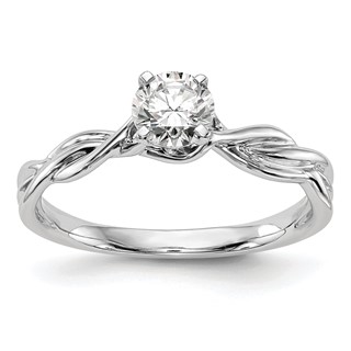 14k White Gold Peg Set Twist Solitaire Engagement Ring Mounting