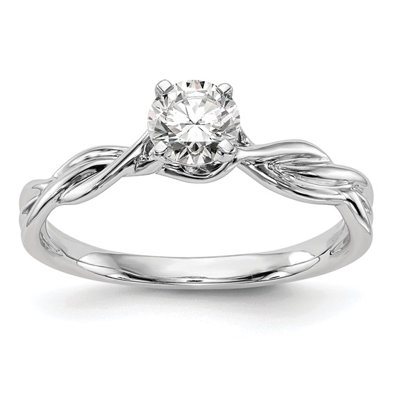 14k White Gold Peg Set Twist Solitaire Engagement Ring Mounting