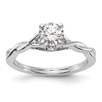 14K White Gold Twist Solitaire Peg Set Engagement Ring Mounting view 1
