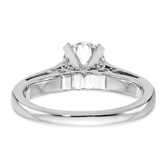 14k White Gold Peg Set Leaf Design Solitaire Engagement Ring Mounting