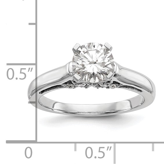 14k White Gold Peg Set Leaf Design Solitaire Engagement Ring Mounting