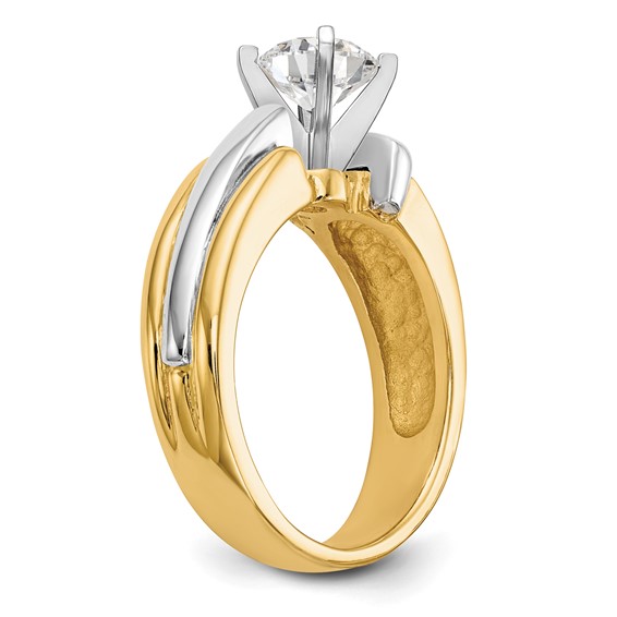 14k Two-tone Peg Set Solitaire Engagement Ring Mounting