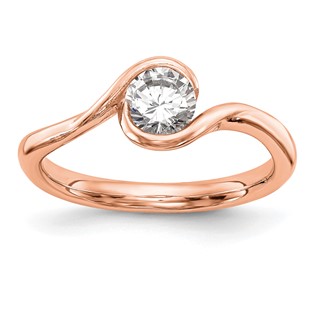 14k Rose Gold Bezel Solitaire Engagement Ring Mounting