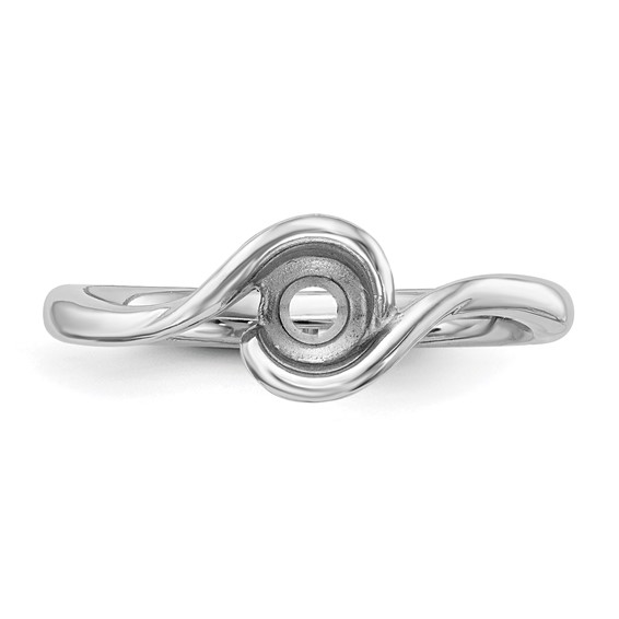 14k White Gold (Holds 1/2 carat (5.2mm) Round) Half-Bezel Bypass Solitaire Engagement Ring Mounting