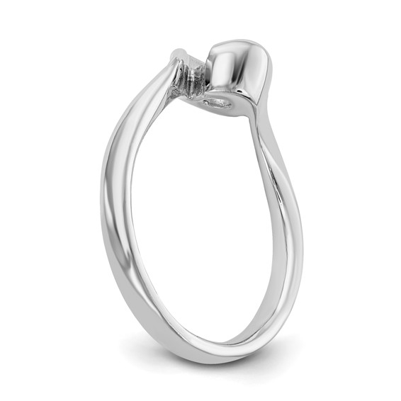 14k White Gold (Holds 1/2 carat (5.2mm) Round) Half-Bezel Bypass Solitaire Engagement Ring Mounting