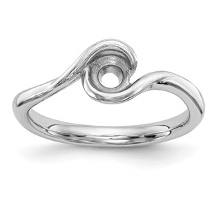 14k White Gold (Holds 1/2 carat (5.2mm) Round) Half-Bezel Bypass Solitaire Engagement Ring Mounting