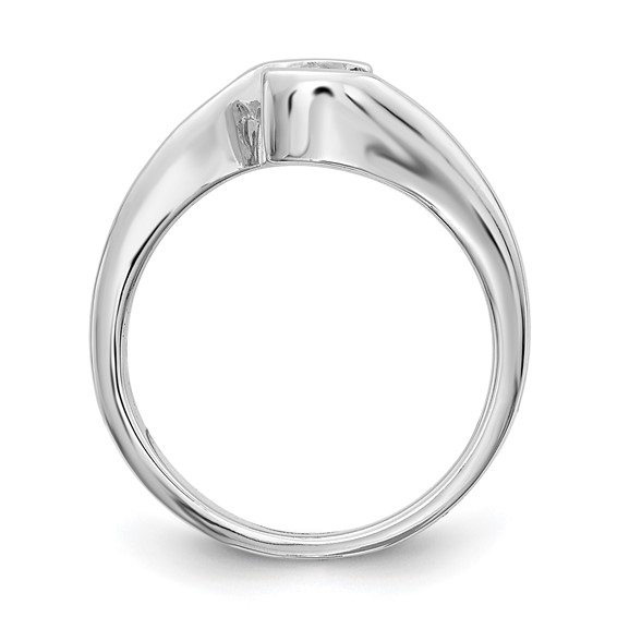 14k White Gold (Holds 1/2 carat (5.00mm) Round) Half-Bezel Bypass Solitaire Engagement Ring Mounting