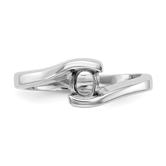 14k White Gold (Holds 1/2 carat (5.00mm) Round) Half-Bezel Bypass Solitaire Engagement Ring Mounting